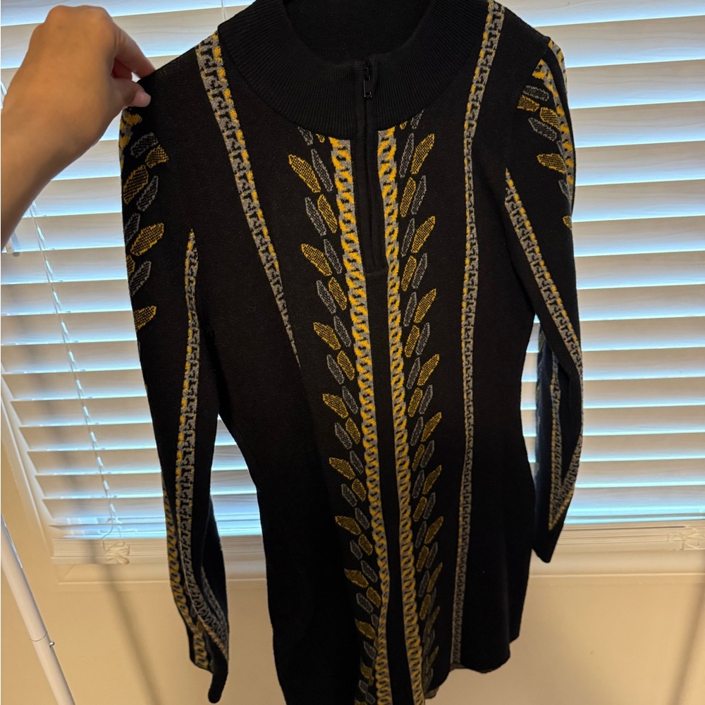Elegant Black and Gold Knit Dress